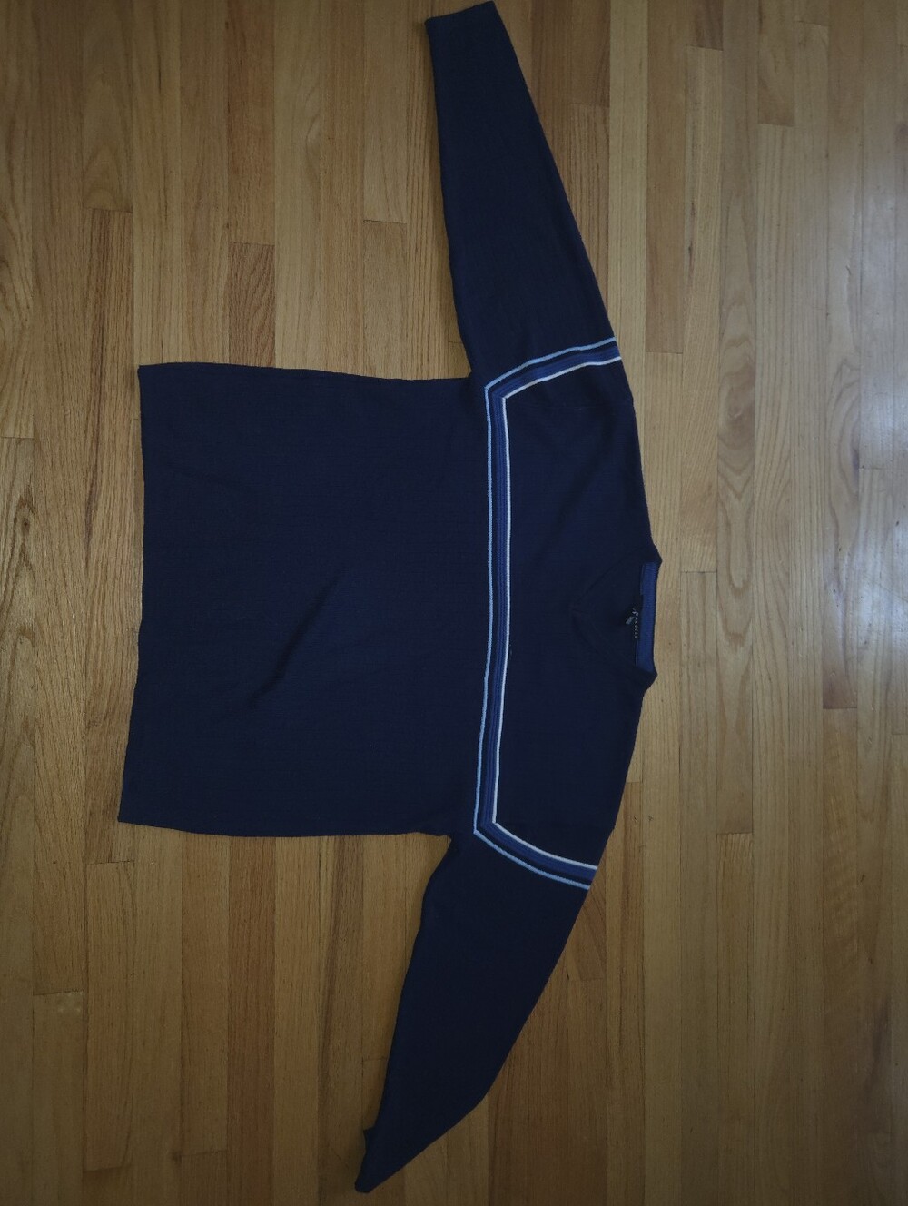Marquise Navy Crewneck Sweater with Light Blue & White Stripes
